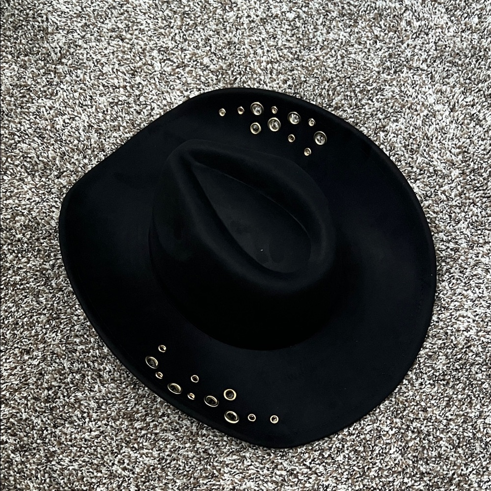 Urban Outfitters Black Hat with Gold Eyelets
